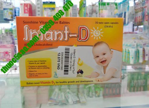 Infant D bổ sung vitamin D3 cho bé hộp 3 vỉ x 10 viên