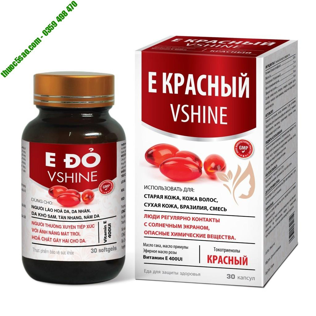 E Đỏ VSHINE viatmin tổng hợp chống oxy hoá mạnh gấp 63 lần vitamin E thông thường