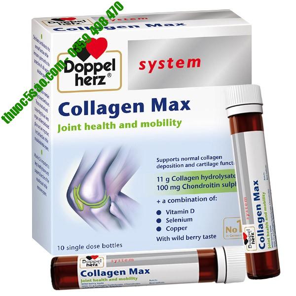 Collagen Max Doppelherz hỗ trợ xương khớp hộp 10 ống