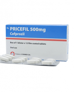 Pricefil 500mg hỗ trợ điều trị nhiễm khuẩn đường hô hấp hộp 12 viên