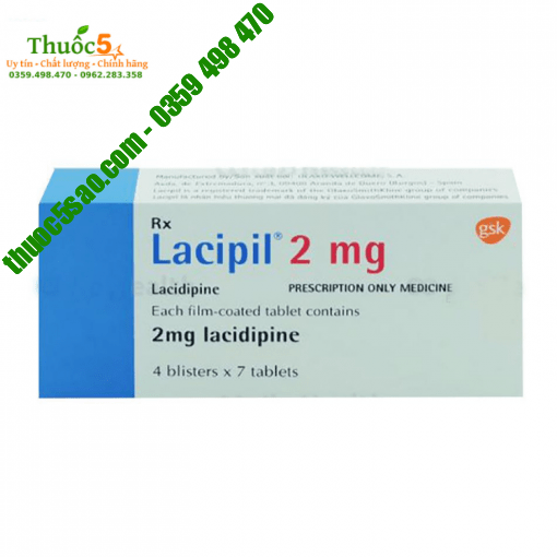 Lacipil 2mg điều trị tăng huyết áp