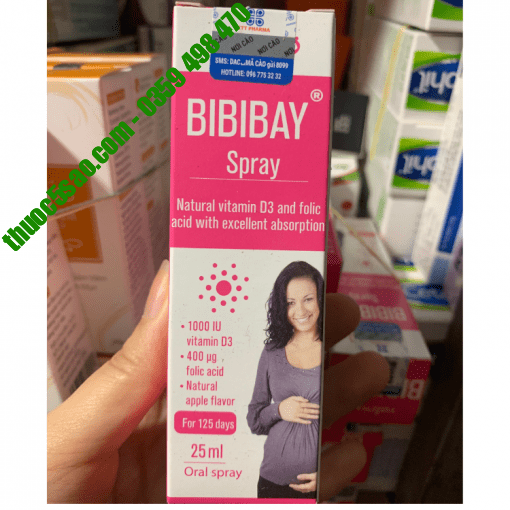 BIBIBAY Spray bổ sung Acid Folic và Vitamin D3 cho bà bầu