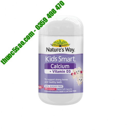 Kids Smart Calcium + Vitamin D3 Burstlets bổ sung D3, canxi lọ 50 viên