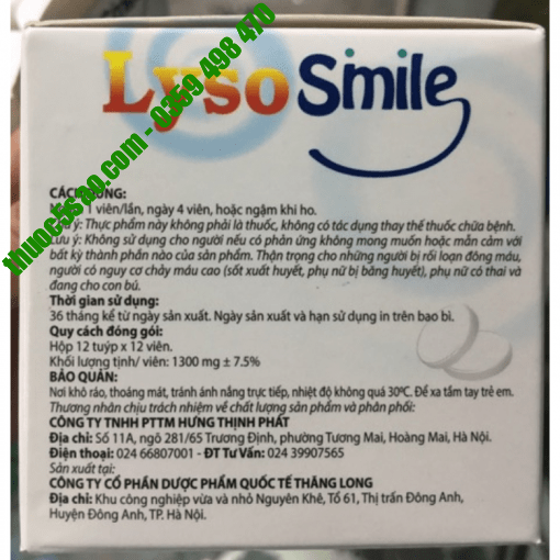 Lyso Smile viêm ngậm hỗ trợ giảm ho, tiêu đờm
