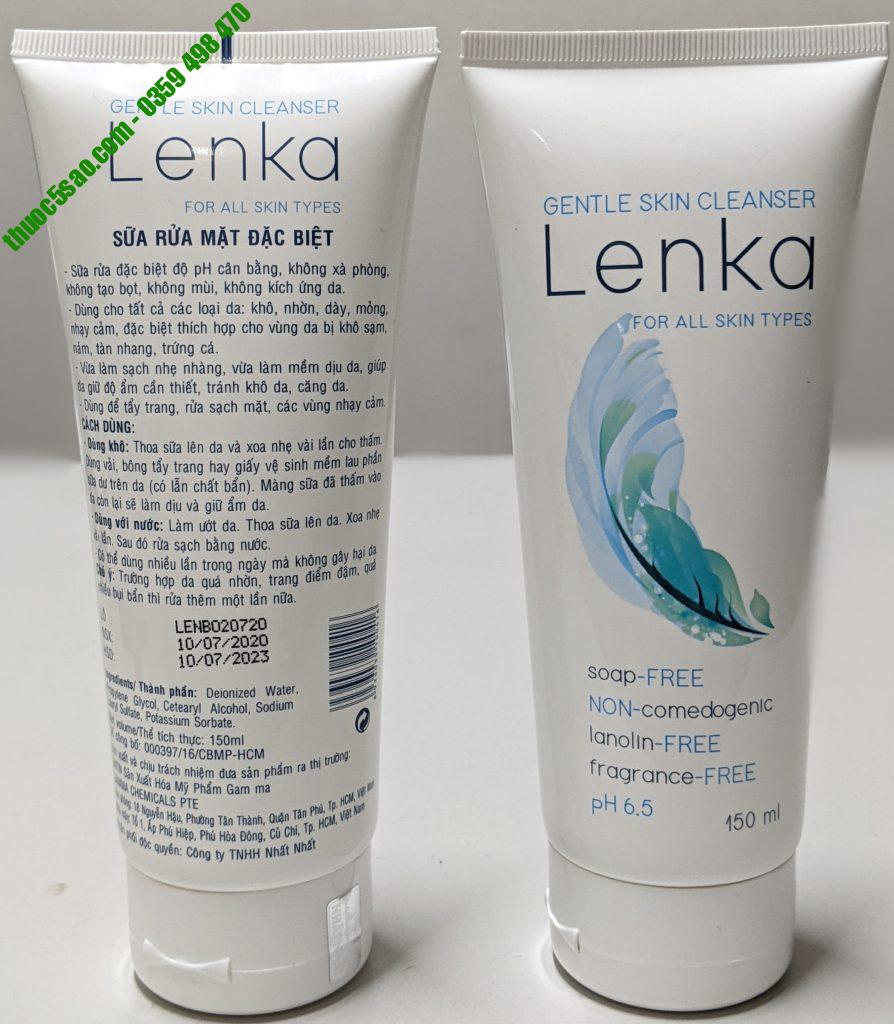 Sữa rửa mặt Lenka dịu nhẹ, an toàn cho làn da khô, mụn tuýp 50ml và 150ml
