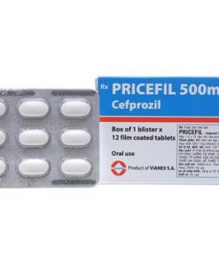 Pricefil 500mg hỗ trợ điều trị nhiễm khuẩn đường hô hấp hộp 12 viên