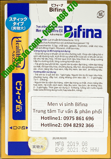 Bifina Ex điều trị và ngừa rối loạn tiêu hóa hộp 30 gói
