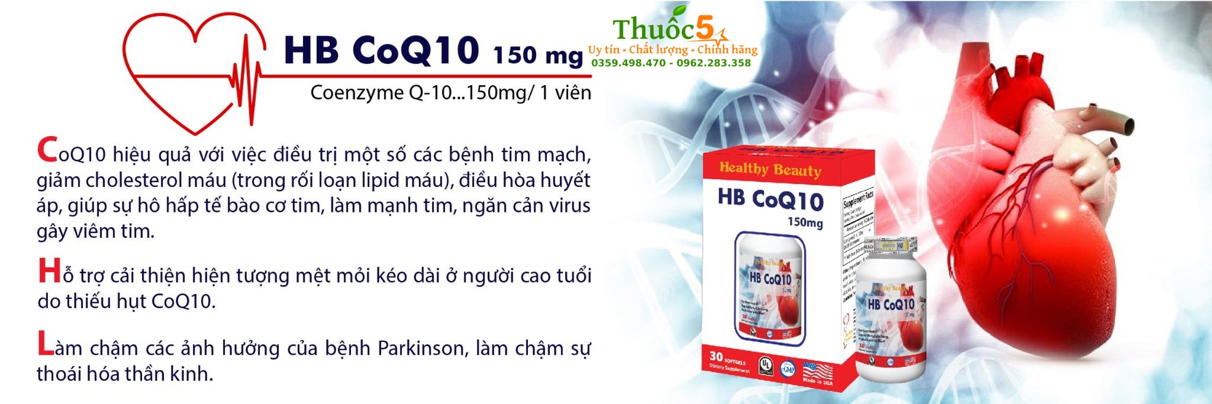HB CoQ10 150mg cho trái tim khỏe mạnh