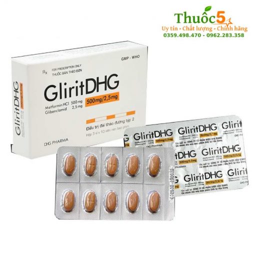 Thuốc tiểu đường Glirit DHG 500/2.5