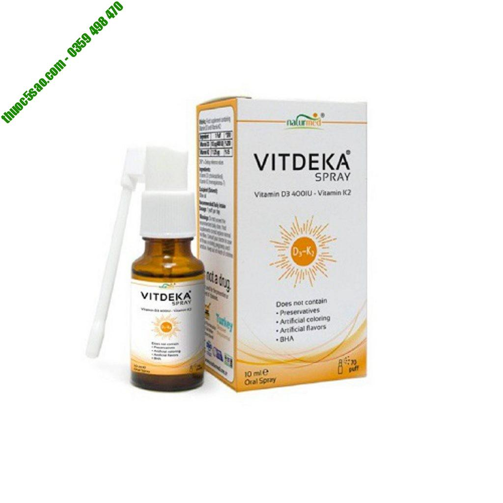 Vitdeka Spray bổ sung vitamin D3 +K2 tăng cường hấp thu canxi giúp xương, răng chắc khoẻ