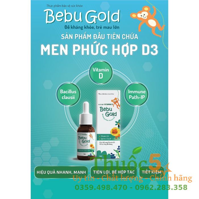 Men phức hợp D3 Bebu Gold tiêu hóa khỏe