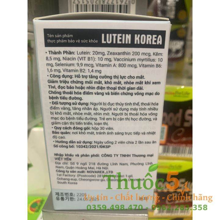viên uống bổ mắt Lutein Korean