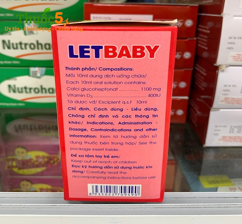 Letbaby có chứa thành phần gồm canxi và vitamin d3