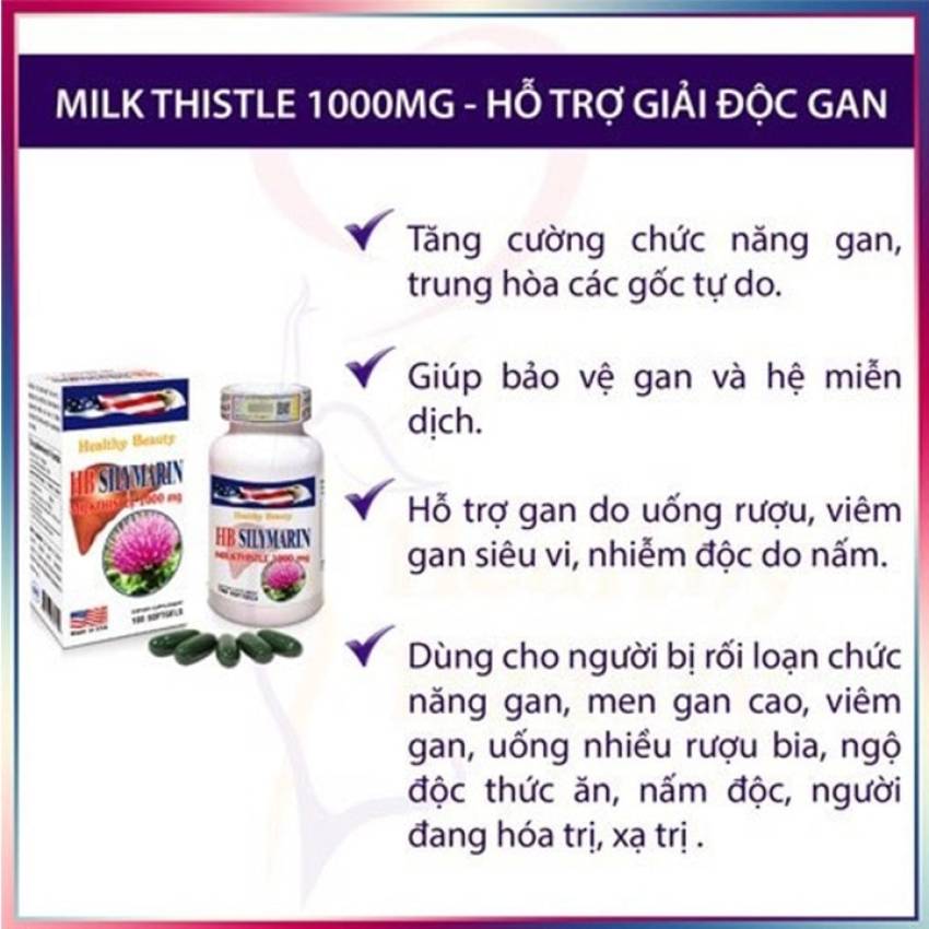 [GIÁ GỐC] HB Silymarin Milkthistle 1000mg Healthy – Viên uống bổ gan