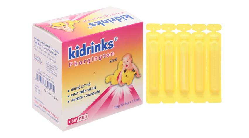 Sản phẩm Kidrinks Phargington Syrup bao gồm các vitamin tốt cho cơ thể