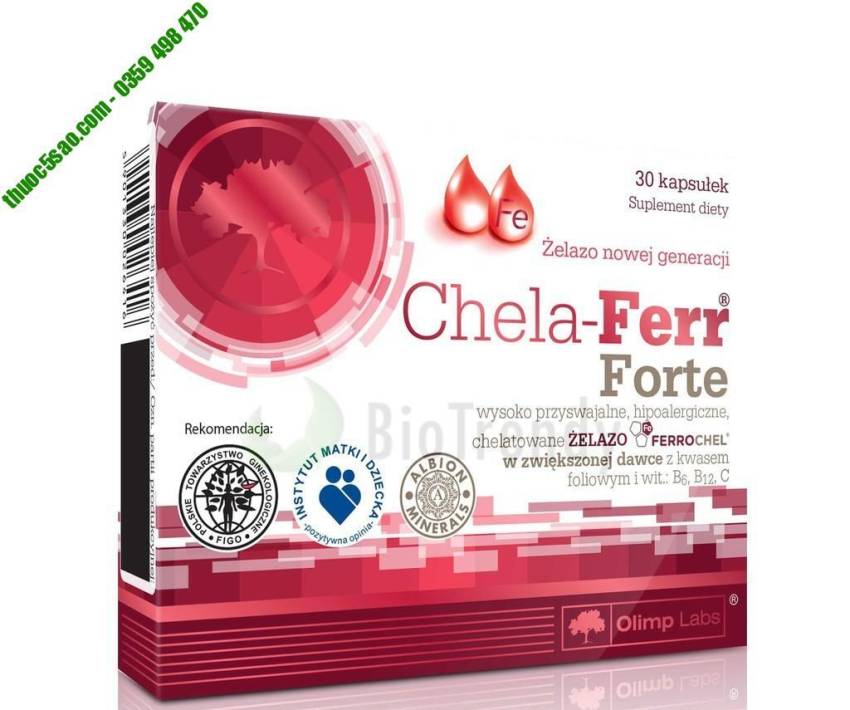 Thuốc sắt Chela-Ferr Forte được bán tại Hệ thống Thuốc 5 sao